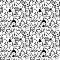 Seamless drawings of faces showing different emotions. cute doodles For printing patterns on fabric and paper. vector