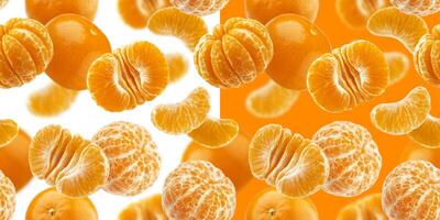 mandarina sin costura patrón, Mandarina, clementina aislado en blanco antecedentes foto