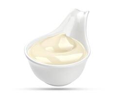 Mayonnaise sauce in bowl isolated on white photo