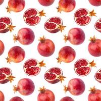 Pomegranate isolated on white background. Seamless pattern photo