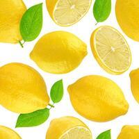 Seamless pattern with lemons. Lemon isolated on white background. photo