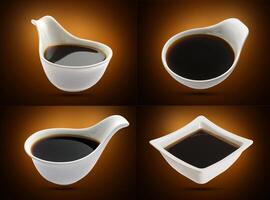 Soy sauce in white bowl photo