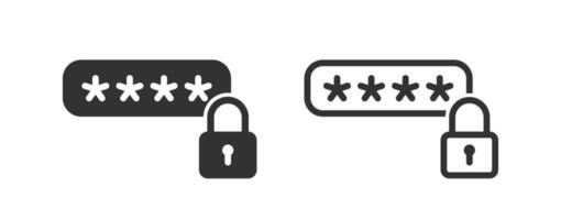 Password with padlock icon. Security form. Lock sign. Login safe key. Computer protection. Safety access. vector