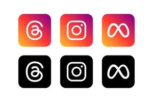 Instagram, Thread, Meta logotype. Social media app. Popular programs. Big company with service. Editorial vector. vector