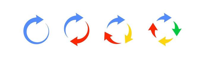 Arrow refresh icon. Repeat loop sign. Update process. Recycle symbol. Reset icons. Repeat symbols. Vector illustration.