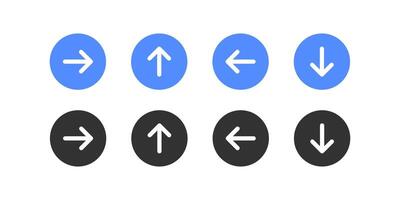 Left, right, up, down arrow button. Navigation direction icon. Next, back icon. Computer type. Circle interface. Vector illustration.