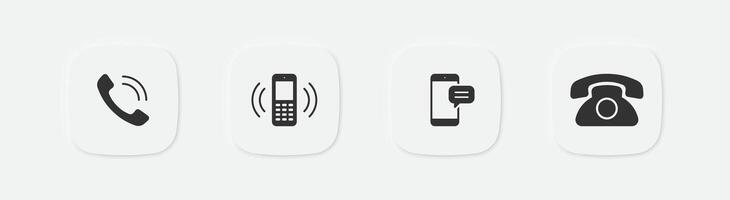 teléfono icono. teléfono inteligente símbolo. célula iconos llamada y mensaje signo. moderno y antiguo simbolos vector aislado signo.