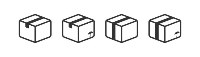 Box icon. Delivery mail package. Open cargo. Empty container. Post storage. Gift box. Vector illustration.