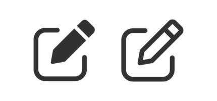 Edit pen icon. Modify text on the page sign. Write pencil in the square. Edit tool. Vector illustration.