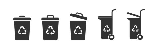 Garbage bin icon. Recycling trash container sign. Delete button. Rubbish basket. Vector illustration.