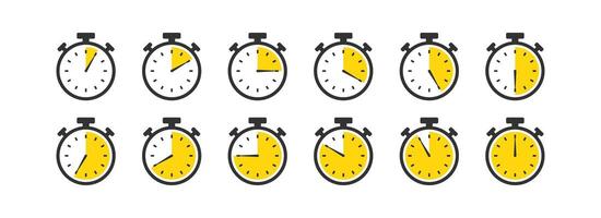 Timer icon. Stopwatch symbol. Deadline clock. Countdown time. Time arrow. Vector illustration.