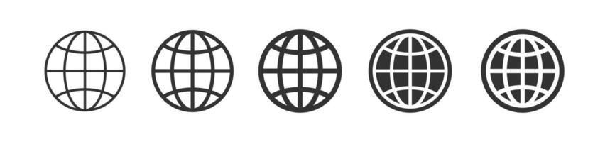 World icon. Network symbol. Earth sphere. Web globe. Website sign. Planet icons set. vector