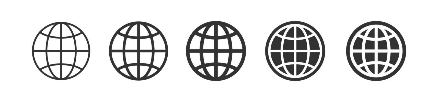 World icon. Network symbol. Earth sphere. Web globe. Website sign. Planet icons set.