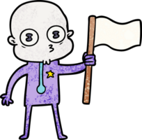 cartoon weird bald spaceman with flag png