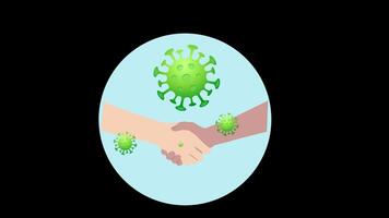 shaking hands with a virus concept animation with alpha channel video