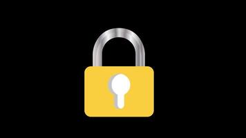 A yellow lock with a white keyhole icon concept loop animation video with alpha channel