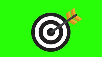 a black and white target with an arrow in the center concept animation with alpha channel video