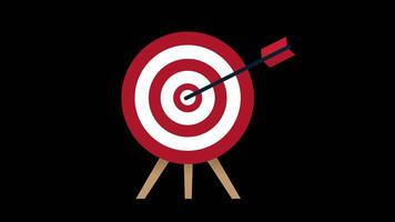 a red and white target with an arrow in the center concept animation with alpha channel video