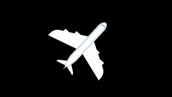 a white airplane flying in the sky concept animation with alpha channel video