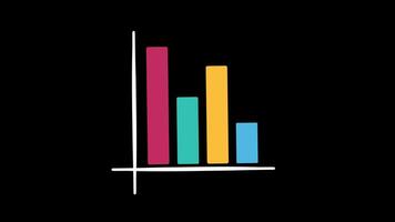 a bar chart with an arrow going up and down concept animation with alpha channel video