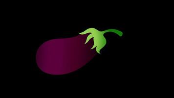 A purple and green eggplant icon concept loop animation video with alpha channel