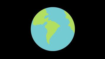 a blue and green globe Planet earth map icon concept animation with alpha channel video