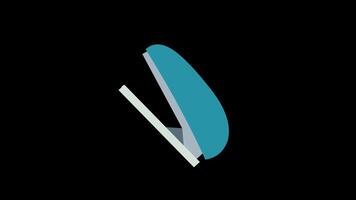 een blauw nietmachine met een wit omgaan met icoon concept lus animatie video met alpha kanaal