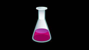 Laboratory test tube Flask with color liquid icon concept loop animation with alpha channel video