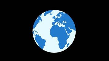 a blue and green globe Planet earth map icon concept transparent background with alpha channel video