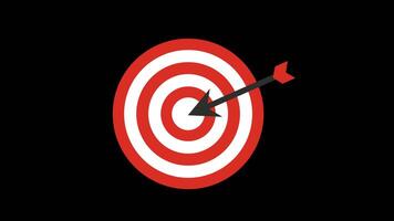 a red and white target with an arrow in the center concept animation with alpha channel video