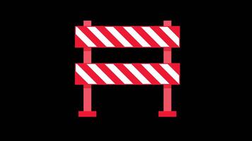 A red and white striped road barrier concept loop animation video with alpha channel