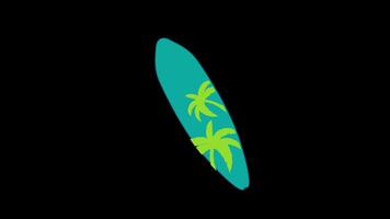 tabla de surf icono concepto lazo animación con alfa canal video