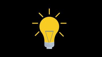a yellow light bulb icon concept loop animation video with alpha channel