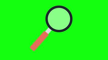 Magnifying glass icon symbolizing search or zoom functions investigation concept animation with alpha channel video