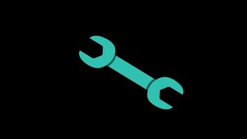 a blue wrench icon concept loop animation video with alpha channel