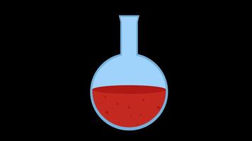 laboratorium test buis fles met kleur vloeistof icoon concept lus animatie met alpha kanaal video