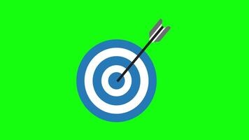 a blue and white target with an arrow in the center concept animation with alpha channel video