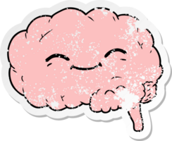 distressed sticker of a cartoon brain png