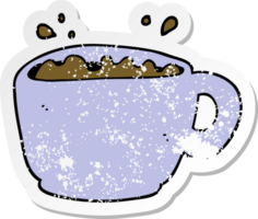 distressed sticker of a cartoon coffee cup png