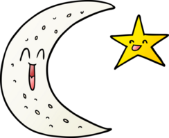 happy cartoon moon and star png