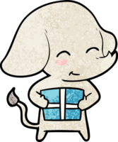 lindo elefante de dibujos animados con regalo png