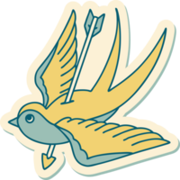 sticker of tattoo in traditional style of a swallow png