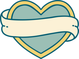 iconic tattoo style image of a heart and banner png