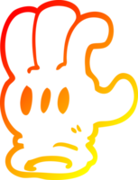 warm Gradient Linie Zeichnung von ein Karikatur Handschuh Hand png