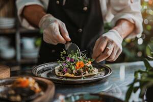AI generated Mexican tacos with beef, tomatoes, onions and others on white background photo