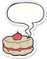 cartoon biscuit with speech bubble sticker png