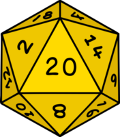 Retro Tattoo Style natural 20 D20 dice roll png