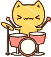 gato baterista dibujo de tiza png