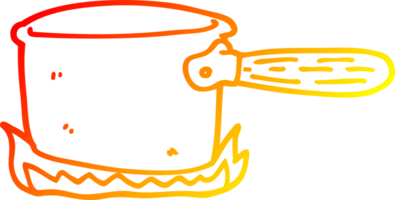 warm gradient line drawing of a cartoon cooking pan png