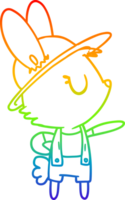 Regenbogen Gradient Linie Zeichnung von ein Karikatur Hase Konstruktion Arbeiter png
